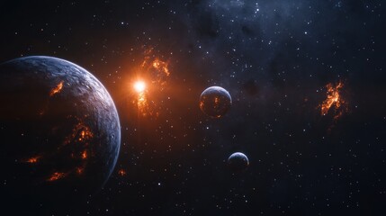 Wall Mural - Planets and Stars in a Cosmic Dance