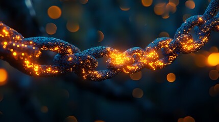 Aufkleber - Glowing, burning chain links breaking apart, dark background.