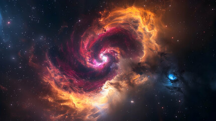 Wall Mural - cosmic nebula swirling with vibrant hues amidst a sea of stars, creating a mesmerizing celestial dis