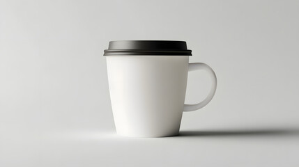 Sticker - Elegant white coffee cup mockup with a blank sleeve, set against a simple plain background for clear and professional product presentations