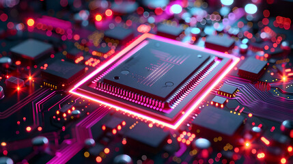 Wall Mural - Neon Glow 3D CPU Illustration