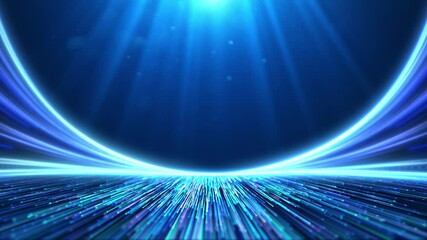 Wall Mural - The blue particle lines continue to grow, and the light stripes evolve and flow. creating a dynamic background for future technology, used for commercial activities of technology enterprises.