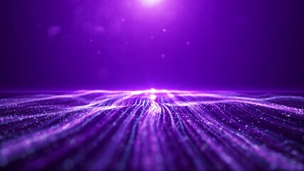 Wall Mural - Purple particle light continuously flows, light stripes grow in animation, particles jump between lines, beautiful and elegant dynamic video, used for wedding and stage performance background.