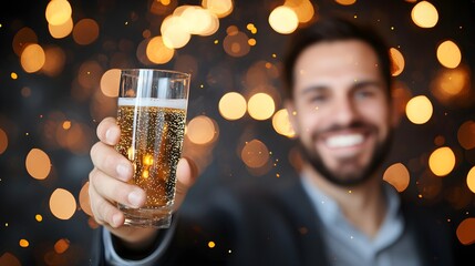 Wall Mural - Celebratory toast with sparkling drink at a festive event