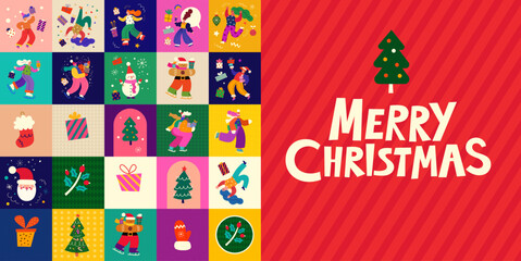 Wall Mural - merry christmas design. advent christmas calendar. merry christmas holiday elements. christmas decor