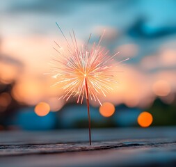 Wall Mural - Sparkler illuminating a summer evening sunset