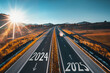 © ValentinValkov - Driving on the Road to the Future, Journey from 2024 year to the new year 2025