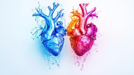 Poster - Vibrant heart splash art abstract creation studio colorful emotion high angle view love concept