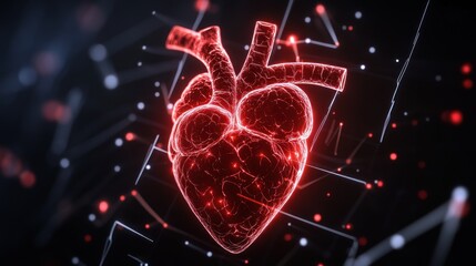 Fototapete - Dynamic visualization of heart anatomy digital space medical illustration futuristic concept