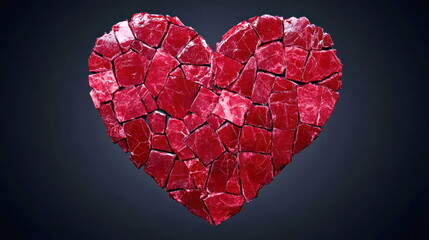 Aufkleber - Shattered love artistic heart made of red glass fragments studio digital artwork abstract design