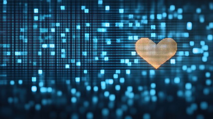 Fototapete - Digital heartbeat exploring love in technology abstract art visual content data environment conceptual view