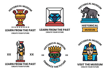 Wall Mural - A set of different historical museum badges