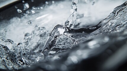 Poster - Close-Up of Water Splashing in Motion, Showcasing Freshness, Energy, and the Beauty of Liquid Dynamics, Generative AI