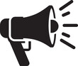 © MdJuel - A black megaphone silhouette design icon logo illustration isolated on white background