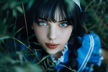 Wall Mural - beautiful girl in the surreal world of wonders generative ai