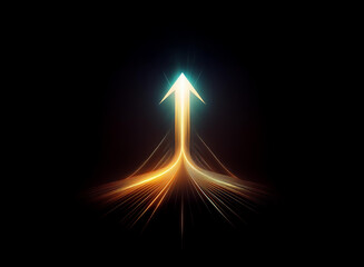 Aufkleber - light beam upward arrow against black background