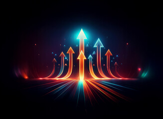 Aufkleber - light beam upward arrow against black background