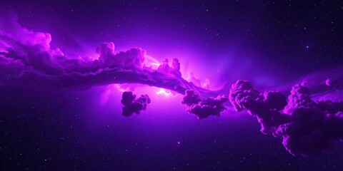 Canvas Print - vibrant purple nebula with glowing gas clouds and intricate star formations, galaxy background, spac