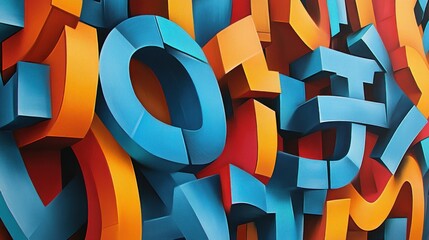 Abstract Colorful Three Dimensional Letterforms Design