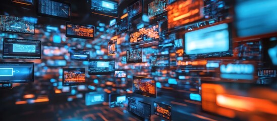 Abstract digital data streams and information overload concept.