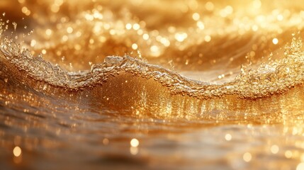 Wall Mural - golden waves with shimmering reflections.