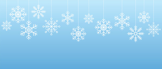 Wall Mural - snowflake seamless border. simple hanging snowflake. hanging snowflake decorations. winter holidays 