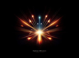 Aufkleber - Teal and golden colour light arrows, motion blur effect against black background