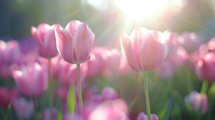 Poster - Beautiful tulips on a sunny day during tulip festival