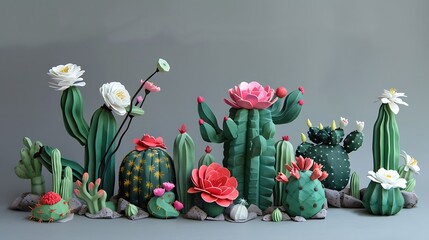 Poster - Cacti still life arrangement