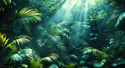 Wall Mural - Vegetation and tropical plants with a lot of green themes.