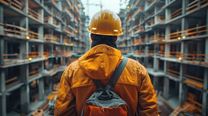 Fototapete - Engineer in a large construction site.
