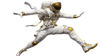 Poster - A futuristic astronaut in a dynamic pose, showcasing a sleek, modern space suit design.