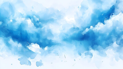 Wall Mural - Watercolor vector illustration of blue sky and clouds