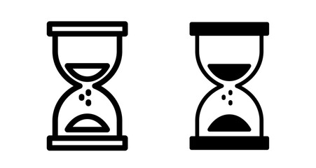 Wall Mural - sand clock icon set in black filled and line.