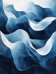 Sticker - Abstract layers of soft waves in blue tones, blending texture and light for a tranquil visual effect.