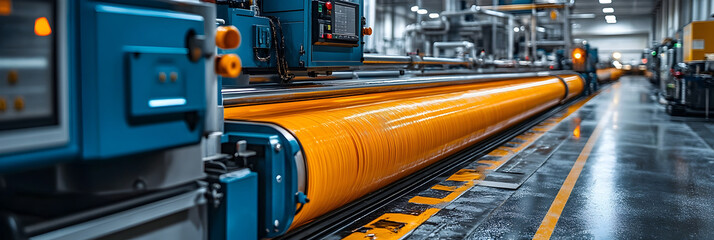 Aufkleber - Automated industrial metal pipe and tube manufacturing and assembly line in a modern factory workshop with advanced machinery and equipment for large-scale production,logistics and transportation.