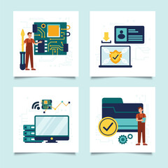 Wall Mural - technology illustrations collage