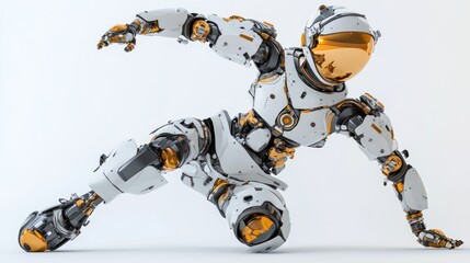 Poster - A futuristic robot in a dynamic pose, showcasing advanced design and technology.