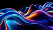 © designhunt - Abstract fluid 3d renders holographic iridescent neon curved waves in motion on a dark background. Gradient design element for banners. Modern colorful flow poster. Wave Liquid shape color background