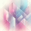 © Seonae - 분홍색, 라벤더 및 하늘색의 파스텔 색상 팔레트를 사용하여 교차 선과 다각형이 있는 추상 디자인