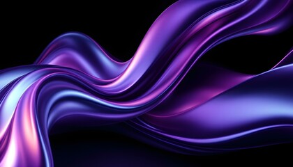Aufkleber - Abstract fluid 3D render with a black background and holographic, iridescent neon curved wave in motion. Abstract fluid iridescent holographic curved wave in motion colorful gradient design