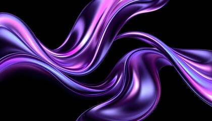 Aufkleber - Abstract fluid 3D render with a black background and holographic, iridescent neon curved wave in motion. Abstract fluid iridescent holographic curved wave in motion colorful gradient design