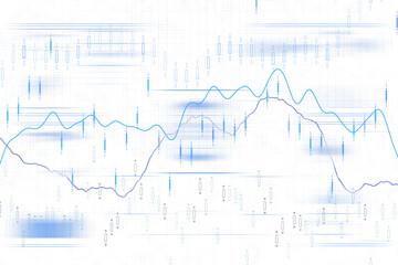 Poster - Financial chart featuring candlesticks, trend lines, and data analysis on white background. Concept of forex, stock market, and exchange rate trends