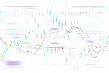 Poster - Financial trading chart showing candlesticks, trend lines, and data analysis details on a clean white background. Concept of forex and stock market