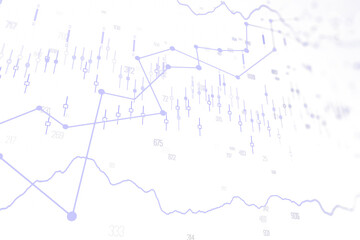 Poster - Financial charts and graphs with candlestick patterns and data points in abstract style on a white background. Concept of stock market analysis