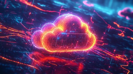 Canvas Print - dynamic cloud technology: futuristic digital art