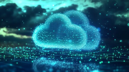 Canvas Print - digital cloud technology - futuristic abstract design