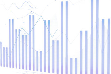 Poster - Transparent bar and line charts in blue tones, displayed on a clean white background, representing financial data or business performance analysis