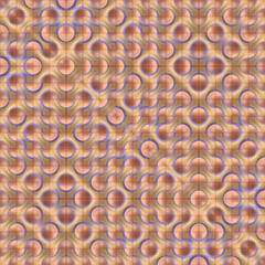 Fototapete - Digital illustration of a colorful symmetrical pattern of pastel colored tiles with wavy lines and circles. Fashionable pattern for interior wall decoration. 3d rendering