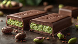 Luxury Pistachio Chocolate Bar with Creamy Filling